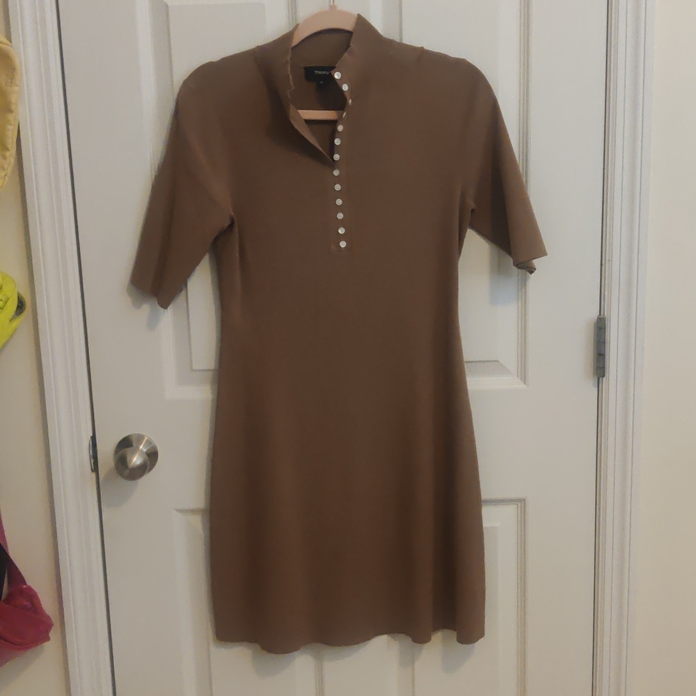 Theory Button Henley Knit Sweater Dress